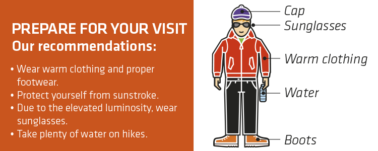 Graphic with clothing recommendations for visiting Mount Teide with the Cable Car