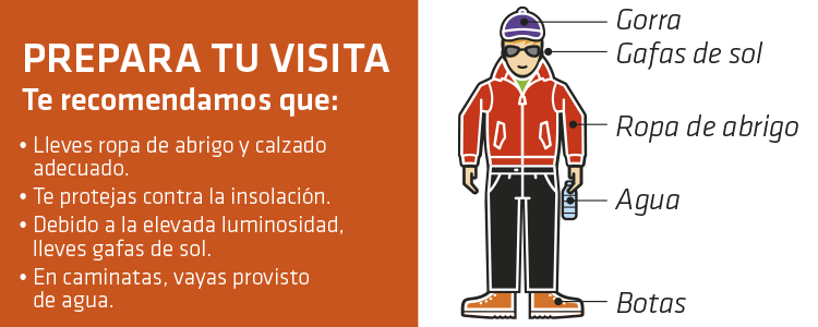 Gráfico con recomendaciones de vestimenta para visitar el Teide con Teleférico