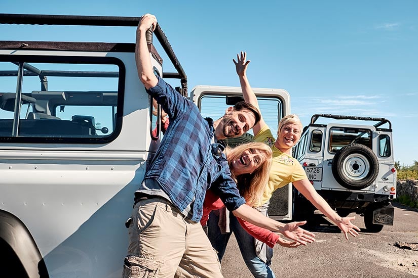 Tourists on a jeep safari in Tenerife